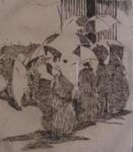 La Queue Devant La Boucherie by Edouard Manet