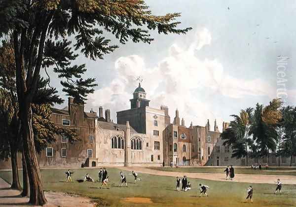 Charter House from the Play Ground, from 'History of Charter House', part of Ackermanns History of the Colleges, engraved by W. Bennett, published 1816 - view 1