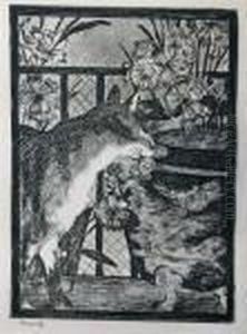 Le Chat Et Les Fleurs by Edouard Manet