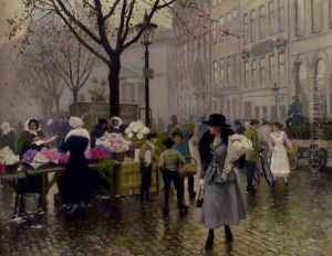 The Flower Market, Copenhagen by Paul-Gustave Fischer