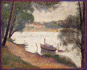 The Seine At La Grande Jatte In The Sprin by Georges Seurat