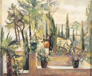 Saint-tropez- La Terrasse De L'atelier A L'oustalet- by Henri Charles Manguin