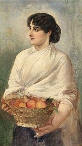 Joven Con Cesta De Frutas Joven Con Cesta De Frutas