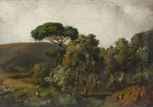 Paisaje Con Campesinos by Ramon Marti Y Alsina