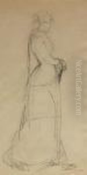 Dama Novecentista.
Dibujo Al Lapiz Sobre Papel - view 1