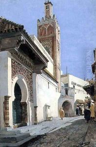 A Street Scene with a Mosque, Tangier