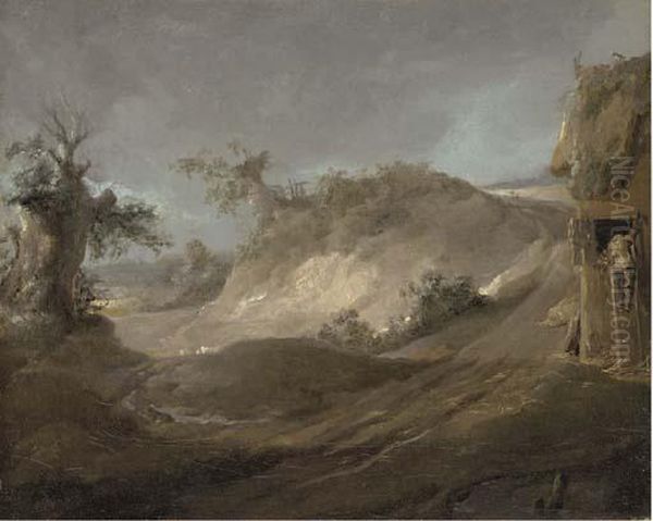 Landscape With A Figure Climbing Up To A Hay Loft, And A Pig - view 1