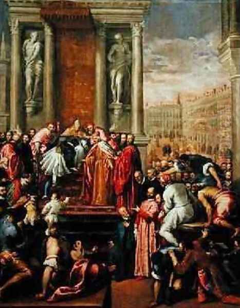 Pope Alexander III 1105-81 and Doge Sebastiano Ziani c.1102-80 Send the Young Ottone to Frederick Barbarossa c.1123-90 - view 1