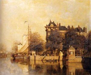 Moored Sailing Vessels Along A Quay, Amsterdam