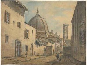 A Street in Florence with the Duomo and Campanile in the Background