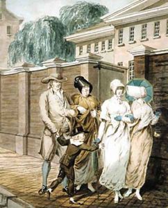 Sunday Morning in front of the Arch Street Meeting House, Philadelphia by John Lewis Krimmel