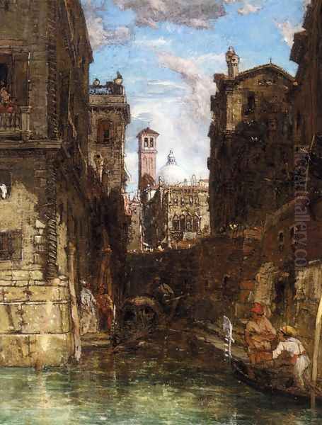A Side Canal in Cannaregio, Looking towards The Church of San Geremia - view 1