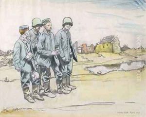 Four German Prisoners by a French Village, 1917