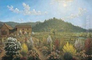A View of the Artists House and Garden in Mills Plains Van Diemens Land by John Glover