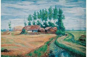 Personnages Sur Le Chemin Dans La Campagne by Jean Misceslas Peske