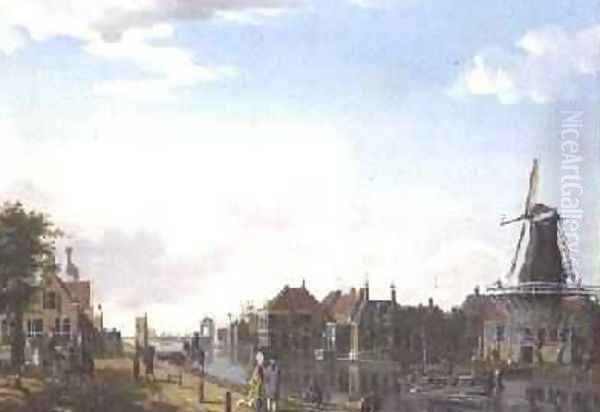 Dutch Canal Scene with Elegant Figures and a Mill, 1877 - view 1