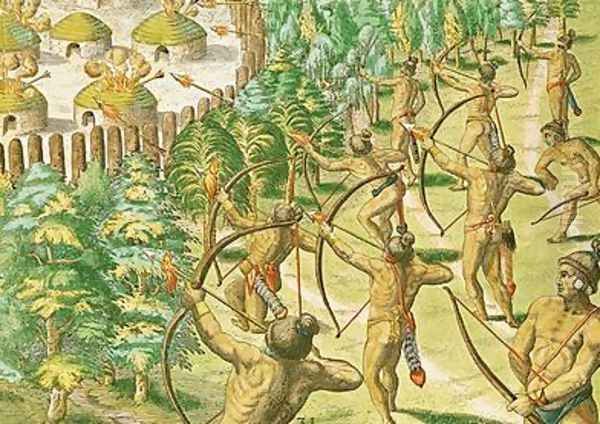 Attack on an Indian Village with Flaming Arrows - view 1