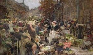 Les Halles study for a painting for the Salon des Lettres at the Hotel de Ville
