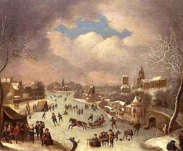 Winter landscape with a horse drawn sleigh - view 1