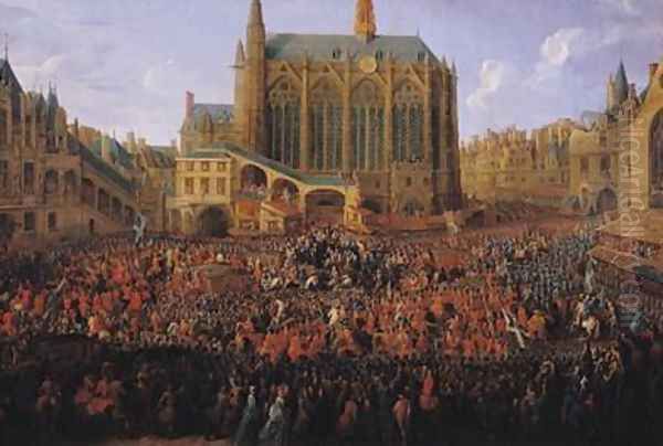 The Departure of Louis XV 1710-74 from Sainte-Chapelle after the lit de justice which ended the reign of Louis XIV 1638-1715 12th September 1715 1735 - view 1