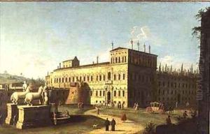View of the Palazzo del Quirinale, Rome by (Giovanni Antonio Canal) Canaletto