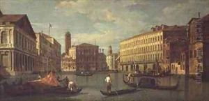 The Grand Canal, Venice, with the Palazzo Mocenigo, Palazzo Balbi, Santa Maria Gloriosa dei Frari and Campo S.Toma by (Giovanni Antonio Canal) Canaletto