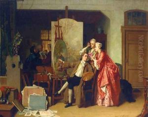 A Visit to Watteau's Studiio by Jean Carolus