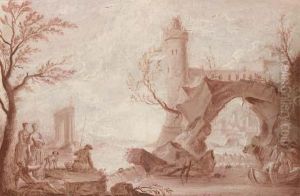 Anglers And Fishermen By A Weir