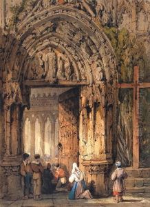 Entrance To A French Cathedral by Samuel Prout