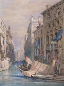 A Venetien Canal Scene A Venetien Canal Scene