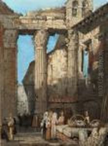 Market Beneath A Ruined Archway
