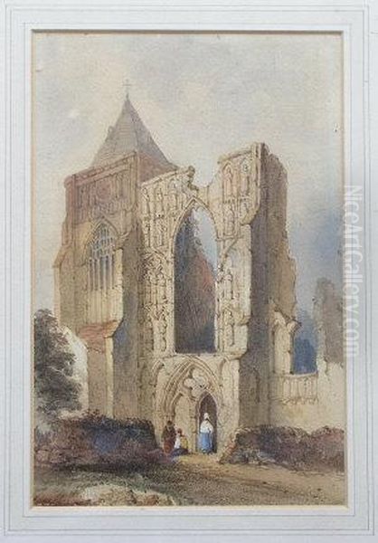 Figures Before A Ruined Abbey - view 1