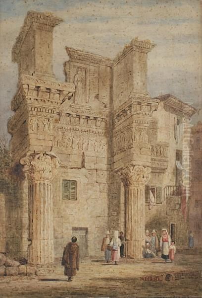 Figures By A Classical Ruin - view 1