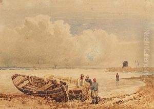 Fishermen On The Coast by Samuel Prout
