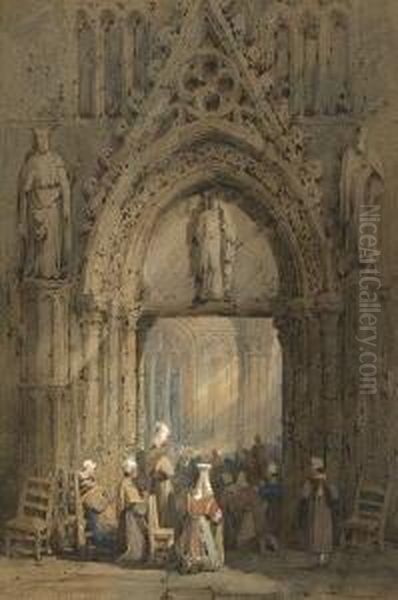 Glaubige In Einer Gotischen
Kirche - view 1