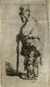 A Beggar Leaning On A Stick