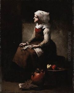 La Tricoteuse (the Knitter) by Theodule Augustine Ribot