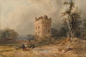 Figures In A Woodland Landscape by Thomas Miles Richardson