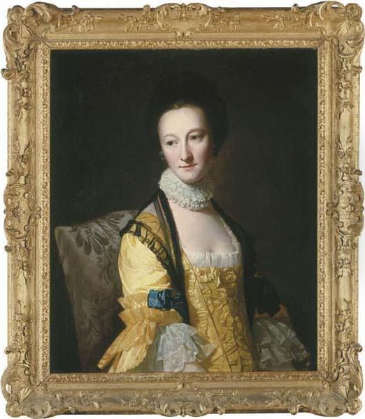 Portrait Of Miss Andrewes,
Half-length, Seated, In A Yellow Dressand Black Shawl With A Lace Ruff,
In An Interior - view 1