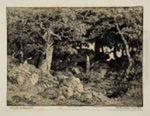 Chenes De Roche. 1861 by Theodore Rousseau