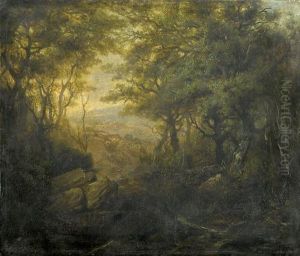 Waldlandschaft In Der Dammerung.