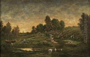 La Mare Aux Herons by Theodore Rousseau