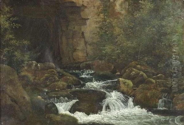 Theodore . Water Cascade In A Rocky Landscape - view 1