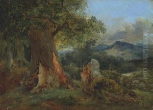 Vieux Chene Et Tronc Pourrisant by Theodore Rousseau