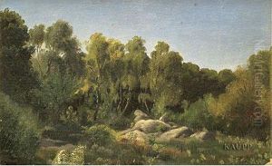 Sommerliche Waldlichtung Mit Felsformation by Theodore Rousseau
