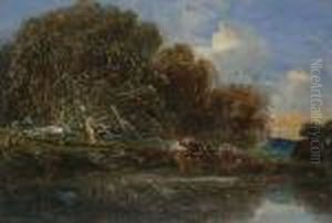 Woods By A Pond. by Theodore Rousseau