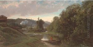 On The Banks Of The River by Theodore Rousseau