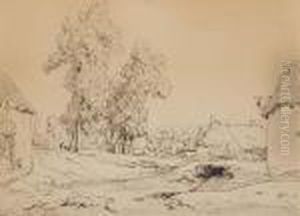 Entree Du Village De Becquigny by Theodore Rousseau