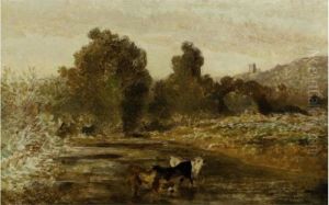 Grazing At The Water's Edge by Theodore Rousseau