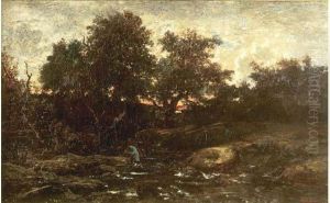 Le Pecheur De Truite by Theodore Rousseau